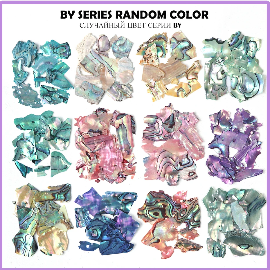 1 Box Nails Abalone Shell Slice 3D Texture Natural Sea Shell Stone Rhinestone For Nail Art Charm Decoration DIY Accessory NLB03