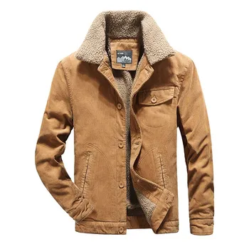 

Mcikkny Men Warm Corduroy Jackets Coats Fur Collar Winter Casual Jackets Outwear Male Thermal