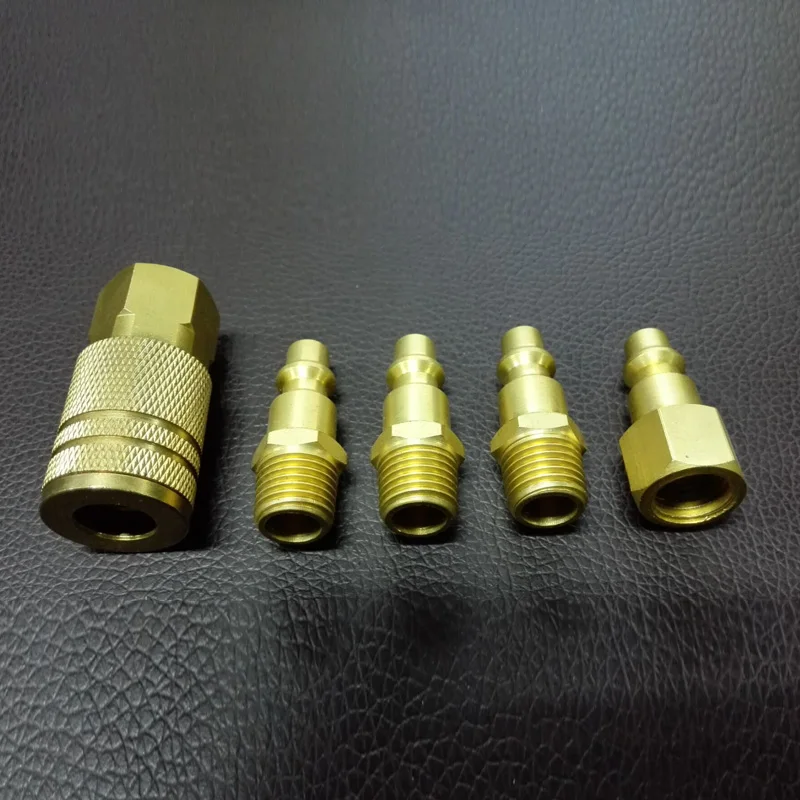 

5 Pieces Set Iron Homes Quick Coupler Set Air Hoses Connector Fittings 1/4 NPT Tools Pneumatic Parts