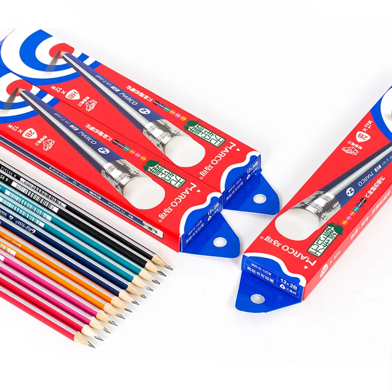 12PCS/Set 2B HB lead-free poison triangle pencil Pens Office and Student Stationery Supplies Writing Clear Pencils For Kids Gift