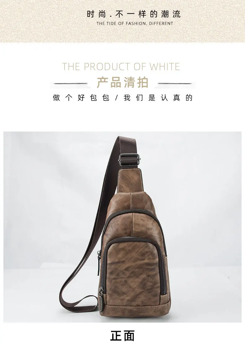 Men Natural Skin Single Rucksack Backpack Famous Brand Vintage Designer Shoulder Bags Cross Body Genuine Leather Male Chest Bag