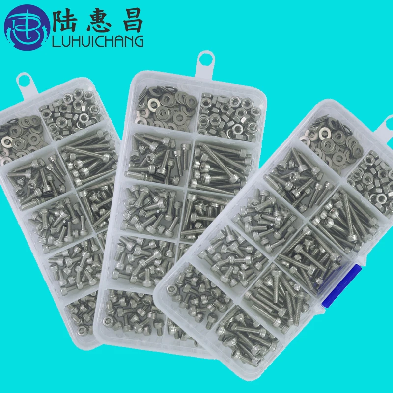 

luchang 320pcs/set M2 M2.5 M3 304 Stainless Steel Hexagon Socket Head Cap Screws Bicycle Hex Bolts Nut Screw Set Assortment Kit