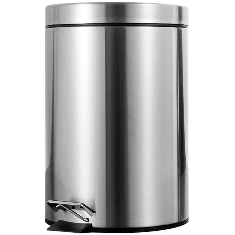 7L Bathroom Trash Can Round Step Foot Pedal Dustbin Bucket with Lid Mini Desktop Toilet Kitchen Car Bucket Garbage Can