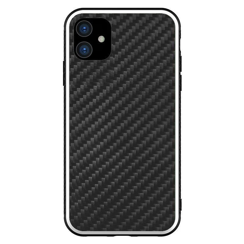 Кевлар Настоящее чистое углеродное волокно Модный чехол для телефона для iphone 11 11 pro max ультра-тонкий анти-падение жесткий бизнес глянцевый светильник чехол - Цвет: Bright black