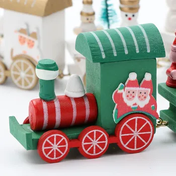 

Christams Wooden Train Decor Childern Cartoon Xmas Ornament Santa Bear Little Train Toy For Christms happy new year