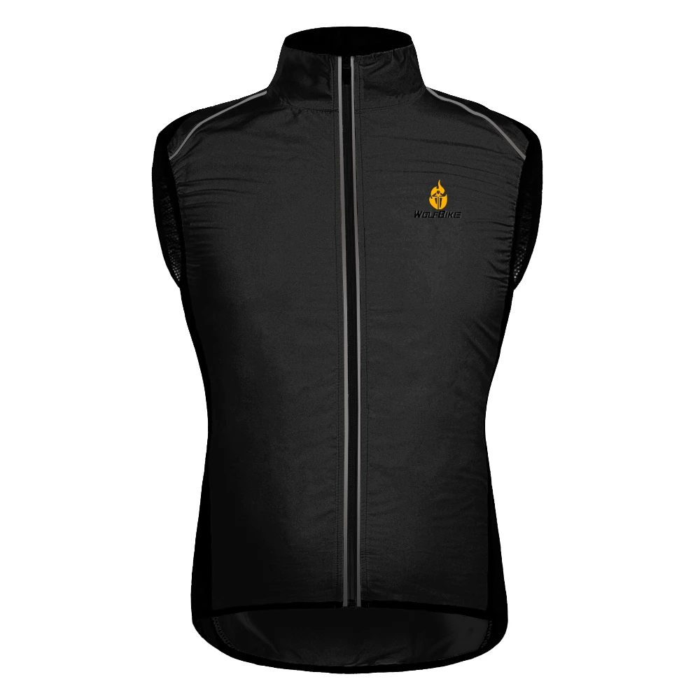 WOSAWE куртка для велоспорта Светоотражающая Ультралегкая куртка для шоссейного горного велосипеда длинная водонепроницаемая ветрозащитная куртки для MTB велосипедная ветровка - Цвет: Vest Black