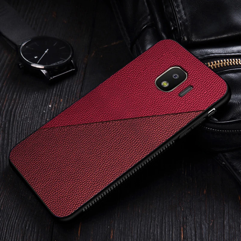 red I coque, чехол, чехол, для samsung galaxy J4 Plus prime, персонализированный модный кожаный силиконовый чехол с узором, Роскошный деловой чехол s - Цвет: red