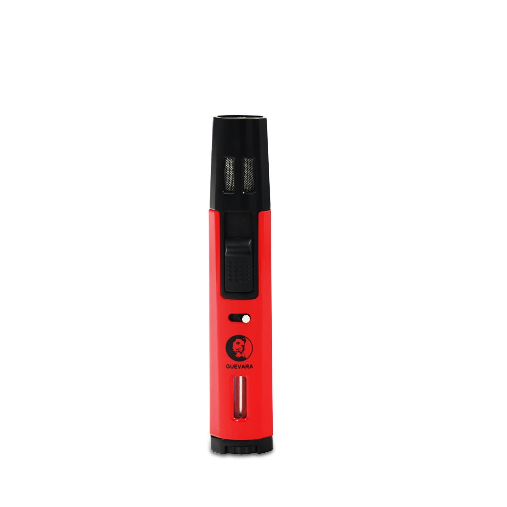 Red Guevara Torch Lighter 2 Jet Butane Refillable Fluid Protable Windproof Cigar Lighter for BBQ Fireworks for Cooking - Цвет: Red