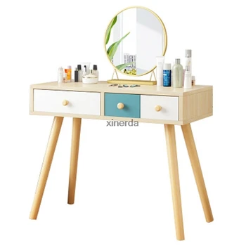 

B2507 Bedroom Furniture Modern Dresser Manmade Board Solid Wood Leg Dressing Table Creative Toilet Makeup Table With Drawer