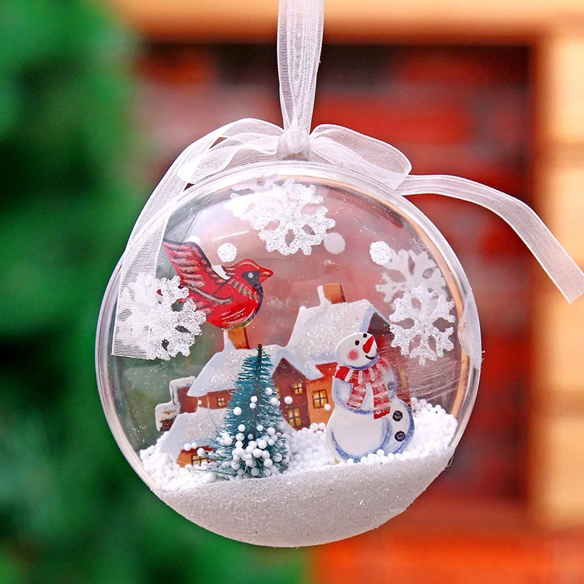 12Pcs 6cm Ball Christmas Candy Box Baubles Clear Fillable Xmas Tree Decoration Ornaments Home Decoration