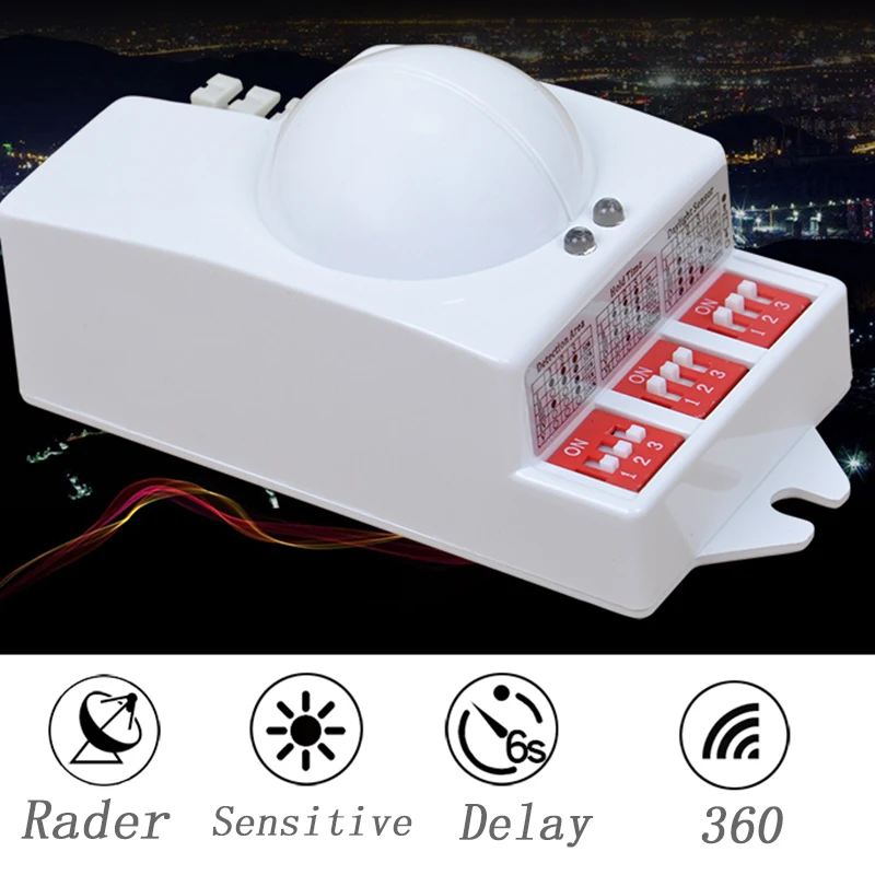 New Microwave Smart Motion Sensor Light Radar Switch Ceiling Recessed Wall Garage Control 220~240V AC 50HZ 360 Degree 500W CM093 (24)