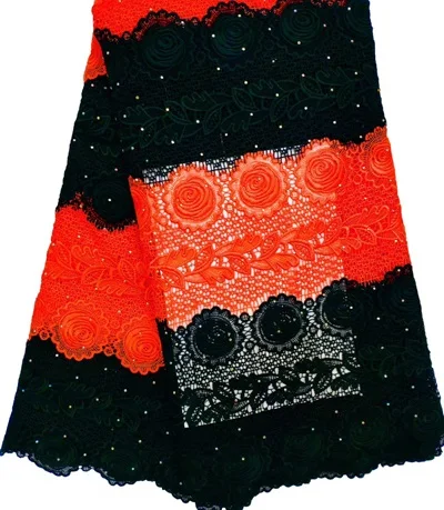 Высококачественная нигерийская кружевная ткань Последние шнурки и камни
