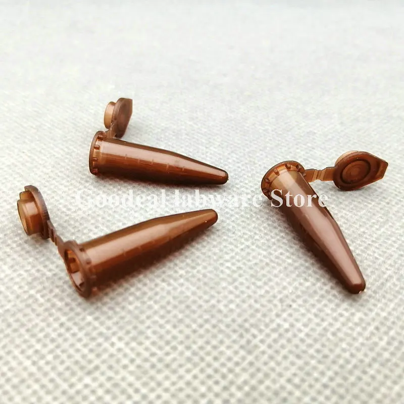 1000pcs/lot 0.5ml laboratory Brown Plastic Centrifuge Tube Light-proof V-bottom PCR tube with gland lid