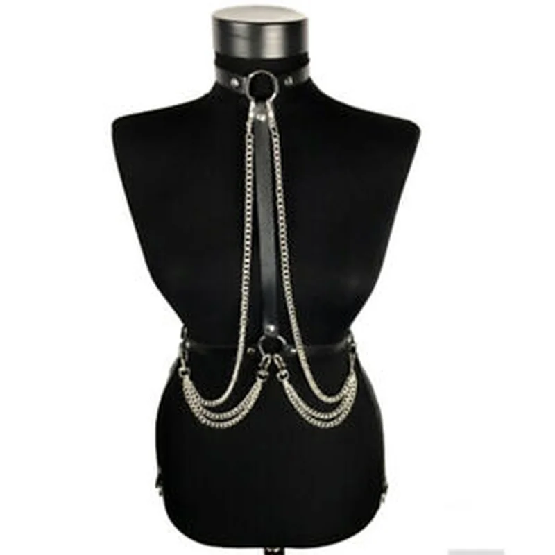 Для женщин кожаный ремень-подвязка БДСМ на регулируемых бретельках для девочек