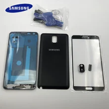 Note3 полный корпус ободок крышка чехол для samsung Galaxy Note 3 N900 N9005 N9006 передняя рамка+ ЖК Переднее стекло+ батарейный отсек