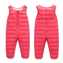 Зимние Пуховые штаны для маленьких мальчиков и девочек; комбинезоны; плотные теплые длинные брюки для малышей; детские штаны; одежда для детей 1-4 лет