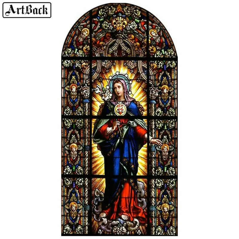 Алмазная 5d картина сделай сам с изображением девы Марии и Иисуса полноразмерная