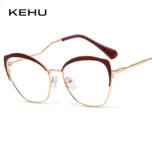 KEHU тренд кошка женские очки высокого качества сплав модная оправа для очков UV400 прозрачные линзы очки женские оптические рамки KE4