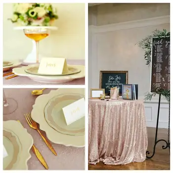 

132in round Champagne Blush Sequin Tablecloth Champange Wedding Tablecloth Party Tablecloth Banquet Tablecloth-(330cm round)-y