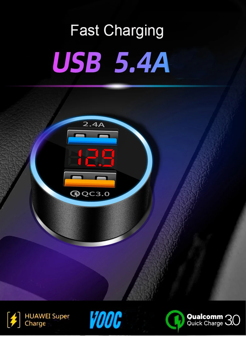 

DUSH Quick Charge 3.0 USB Car Charger For iPhone Xiaomi Huawei Samsung PD Fast Car Mobile Phone Charger Mobile Phone Chargers