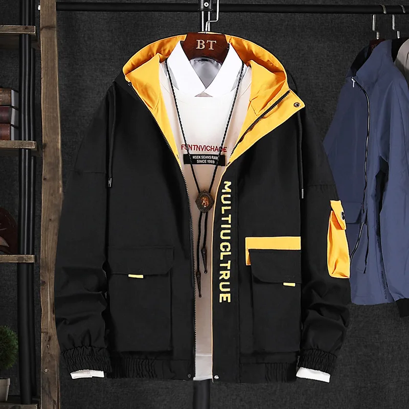 

Autumn and winter new men's jacket tooling hooded jacket loose casual sports jacket