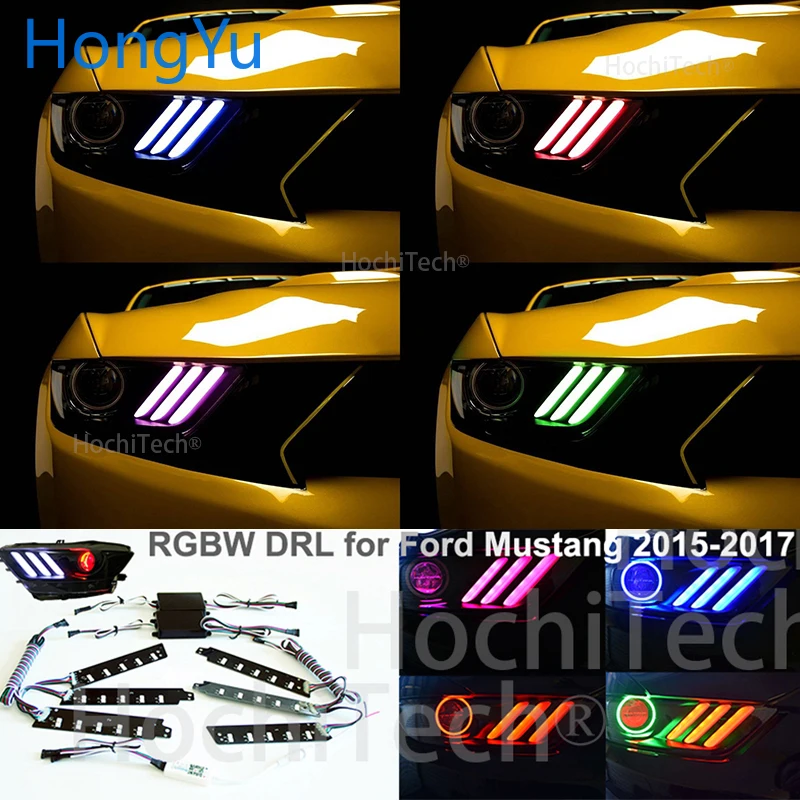 Дистанционный rgbw-контроль многоцветный светодиодный DRL Дневной свет доска освещение комплект для Ford Mustang Комплект «ангельские глазки»