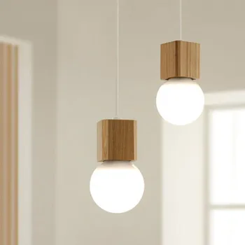 

Northern Europe Vintage pendant Oak Wood Retro lamp 120cm wire E27 socket wood lamp holder Hanging light fixture without bulb