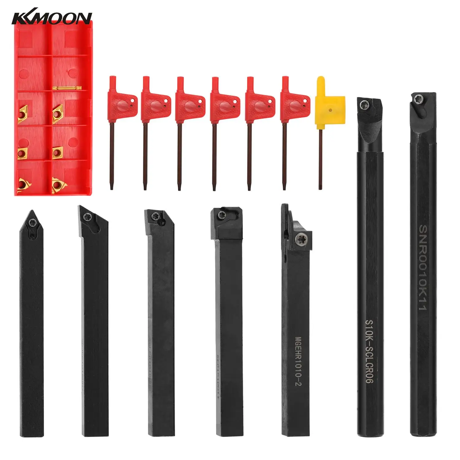 7pcs 10mm Shank Lathe Metal Turning Tool Holder Boring Bar lathe tools  lathe cutter Turning Rod Industrial with Carbide Inserts