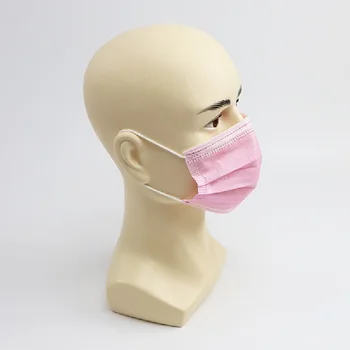 

Mask For Face Adult Disposable Breathable Mouth Masks with Elastic Ear Band Dustproof Pink Color Non-woven 3 Ply Mask