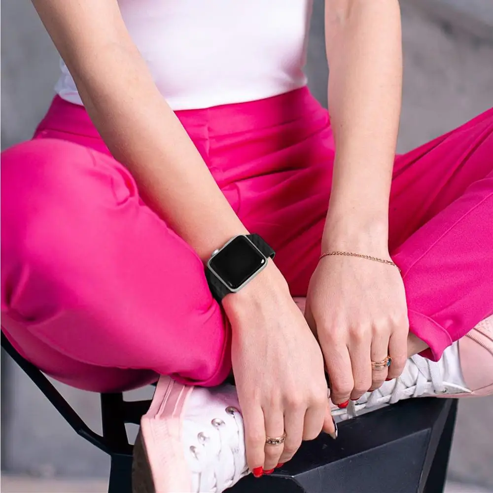 Силиконовый ремешок для Apple watch ремешок 44 мм 40 мм iwatch ремешок 38 мм 42 мм 3D текстура спортивный ремешок для часов Браслет Apple watch 5 4 3 21 38