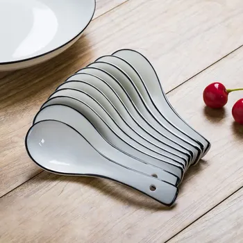 

Creative Tableware Decal ceramic handle spoon Porcelain Soup Spoon 10PCS/set vajilla ceramica cucharon sopa для кухни ложки