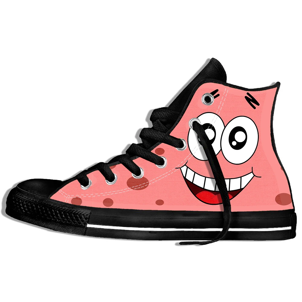 Милые кроссовки с 3D принтом губки боба, Спортивная повседневная обувь, мужские высокие лоферы с милым Бобом - Цвет: Sponge 3