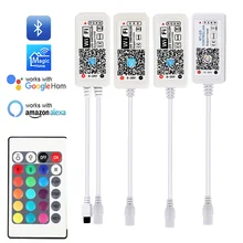 5v 12v 24v tira conduzida bluetooth/wifi rgb/rgbw controlador android ios app amazon alexa google magia casa ir controle
