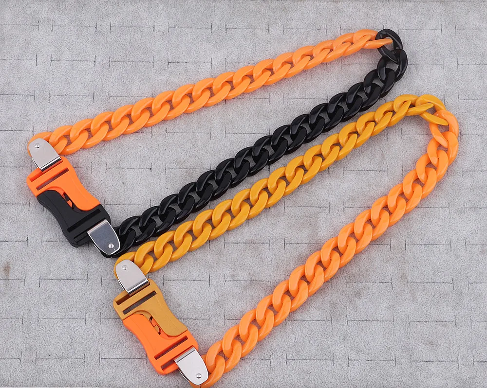 FishSheep Rock Punk Acrylic Chain Buckle Pendant Necklace For Men Women Statement Choker Collar Necklaces New Fashion Jewelry