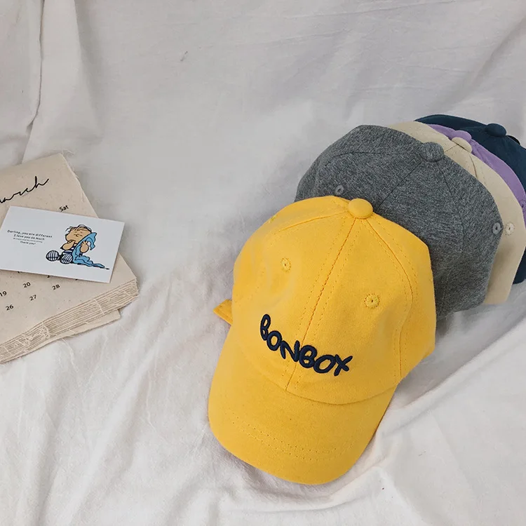 Korean Style Boys Girls Letters Embroidery Fashion Baseball Cap 1-6 Years Kids 6 Colors Casual Hats
