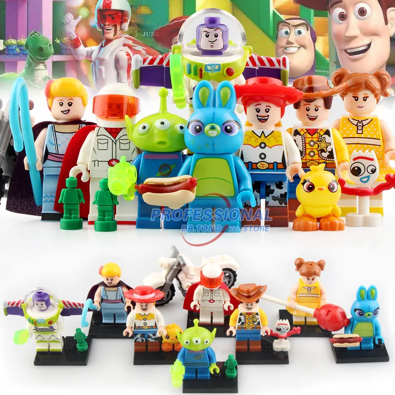 

50pcs Toy Story 4 Buzz Lightyear Woody Forky Jessie Stitch Mario Action Building Blocks Toys Children Gifts WM6060