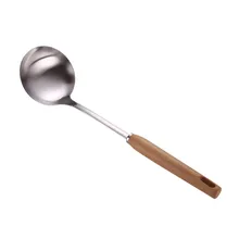 Поставка Прямая посуда из нержавеющей стали деревянная ручка ложка для каши шпатель Лу Чан дерево груши кухонный набор