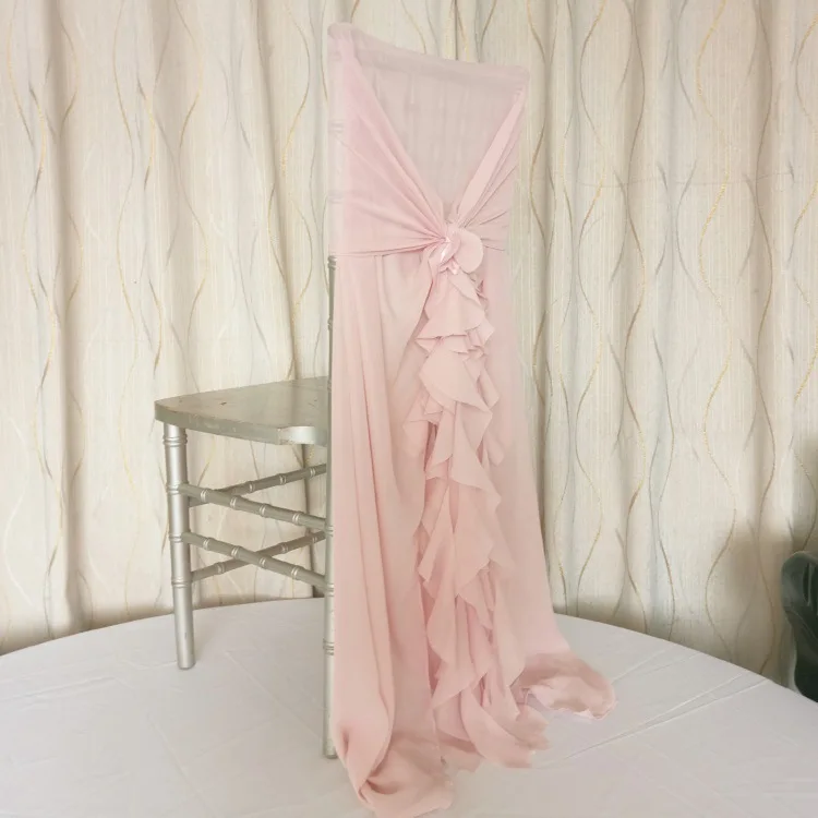 blush chiffon chair hood