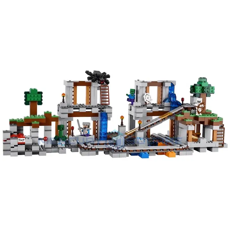 Big Mine Set Building Blocks With Armor Steve Action Figures Compatible My World Bricks Set Gifts Toys 21118