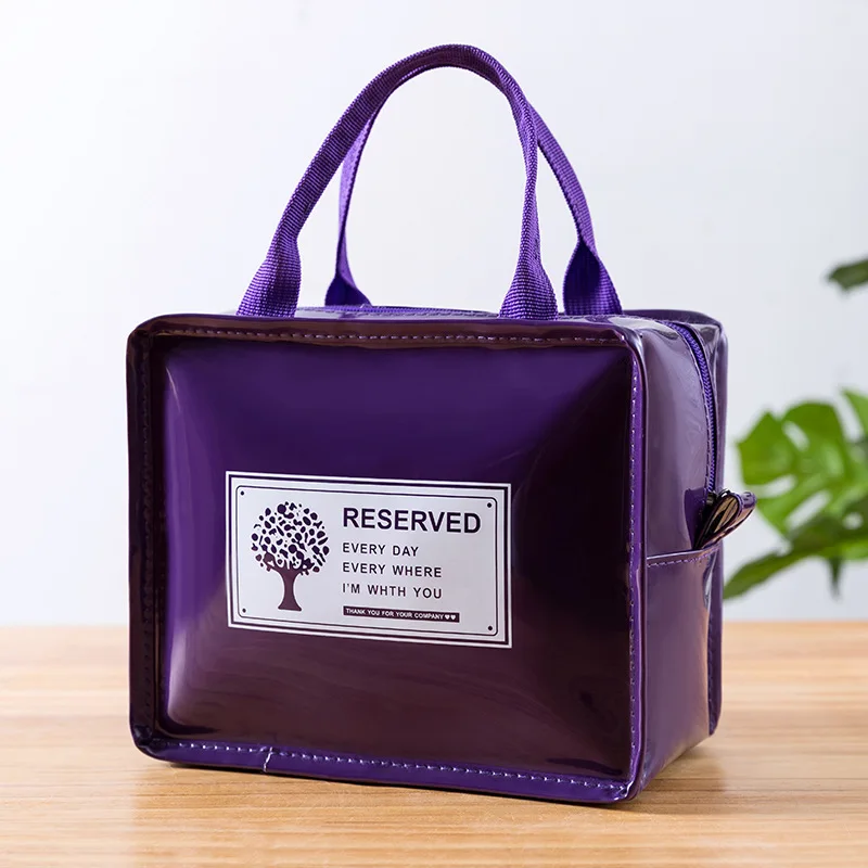 Small purple RUPUTIN PU ланч-посылка, холодильник, Ланч-бокс с изоляцией, сумка для пикника, термо-Термосумка для ланча для женщин и детей, сумки для ланча - Цвет: Small purple