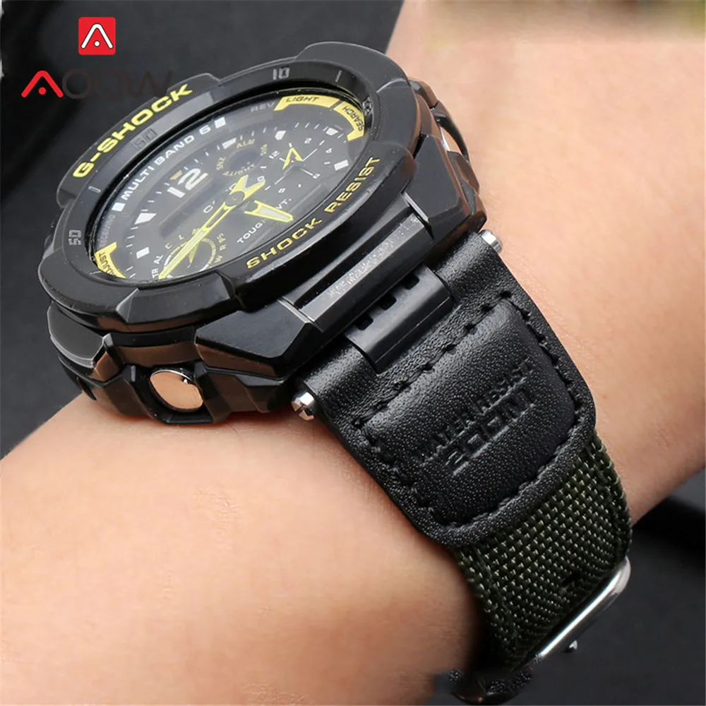 Армейский зеленый черный нейлоновый кожаный ремешок для часов Casio SGW-100 мужской спортивный водонепроницаемый ремешок из нержавеющей стали с пряжкой аксессуары