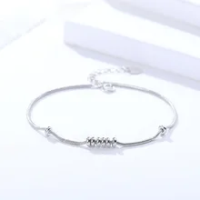 Браслет из стерлингового серебра S925 пробы, простой дизайн, для женщин, сделай сам, ювелирные изделия, вечерние/на день рождения,, модный браслет