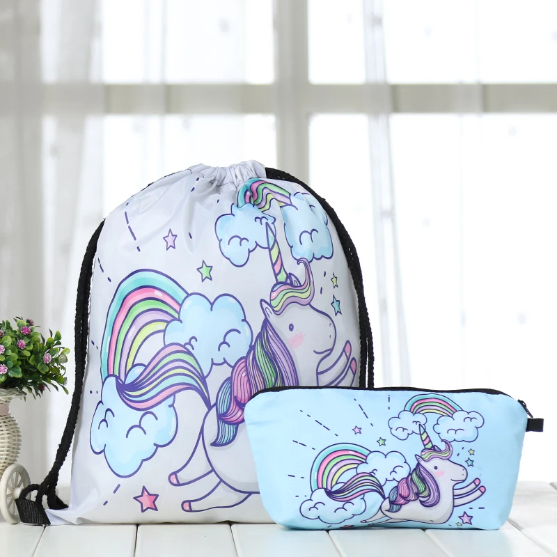 

drawstring Suit Backpack drawstring bags fashion Pouch Unicorn printing men Casual bags unisex Women's shoulder bag factory new