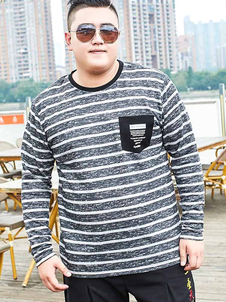 fashion brand men's long sleeve t shirt men striped tshirts male oversized t-shirt spring autumn streetwear clothing sweatshirts - Цвет: Серый