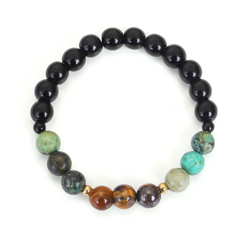 African Turquoise Tassel Necklace Natural Tiger Eye Round Beads Bracelet On Hand Yoga Meditation Jewelry Gift ing
