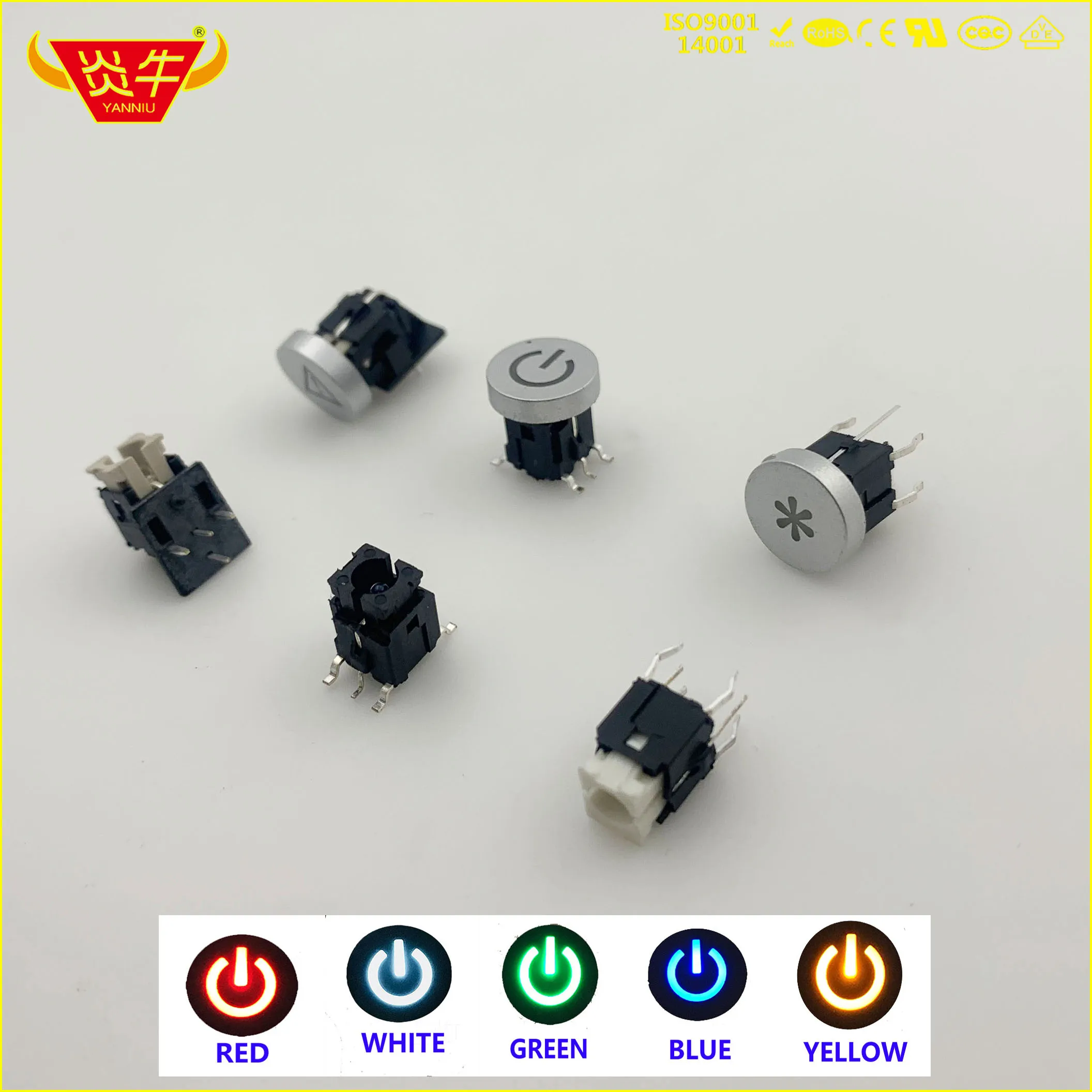 

50Pcs 6*6 6x6 Side mount SWITCH TACT LED PUSH BUTTON MICRO SWITCH Lockless Self-recovery RESET white red blue green yellow