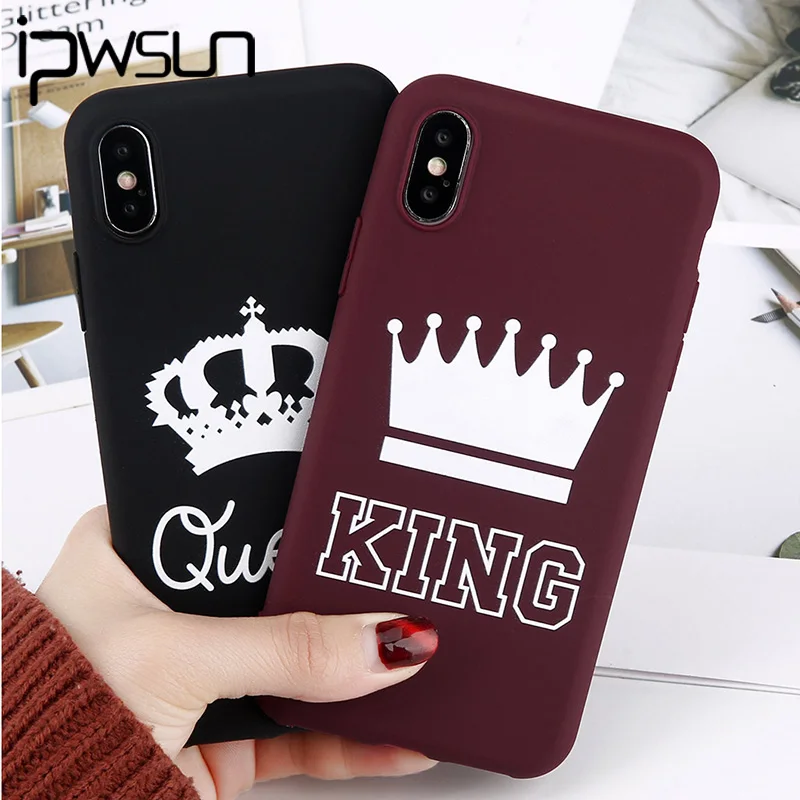 

iPWSOO Candy Color Phone Case For iPhone 11 Pro Max X XR Xs Max Couple Crown Ultra Thin Cases Cover For iPhone 6 6s 7 8 Plus