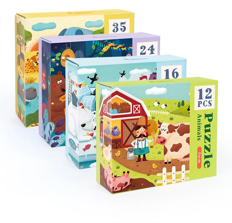 4 sets animals theme 16 наборов, 348 шт., дикая ферма, зоопарк, лес, морские животные, пазлы, детские развивающие игрушки, детский Дошкольный подарок на день рождения, Рождество - Цвет: 4 sets animals theme