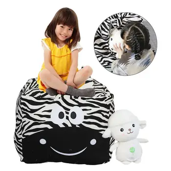 

Storage Bag 4 In 1 Durable Comfortable Cotton Plush Toy Pouch Canvas Zeebra Shape Storage Package Chair For Children