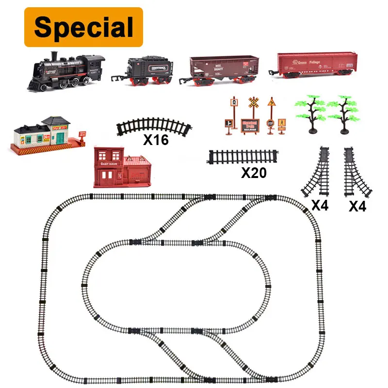 Электрический игрушечный поезд рельсы детская железная дорога железнодорожные пути набор модели железной дороги набор поездов для детей Детские радиоуправляемые поезда игрушки модель - Color: special large2